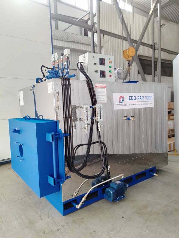 Промышленный паровой котёл ECO-PAR 1000/комплект ХВО/Бак запаса воды для одного из крупнейших заводов по производству безалкогольных напитков в Кабардино-Балкарской Республике.