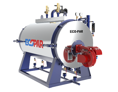 Паровой котел на жидком топливе (дизель, отработанное масло, мазут) Трехходовой паровой котел ECO-PAR 0,7 бар 300 - 1000  кг/ч