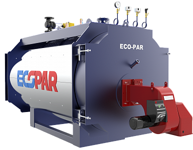 Паровой котел на жидком топливе (дизель, отработанное масло, мазут) Двухходовой паровой котел ECO-PAR 10 бар 2000 - 3000  кг/ч